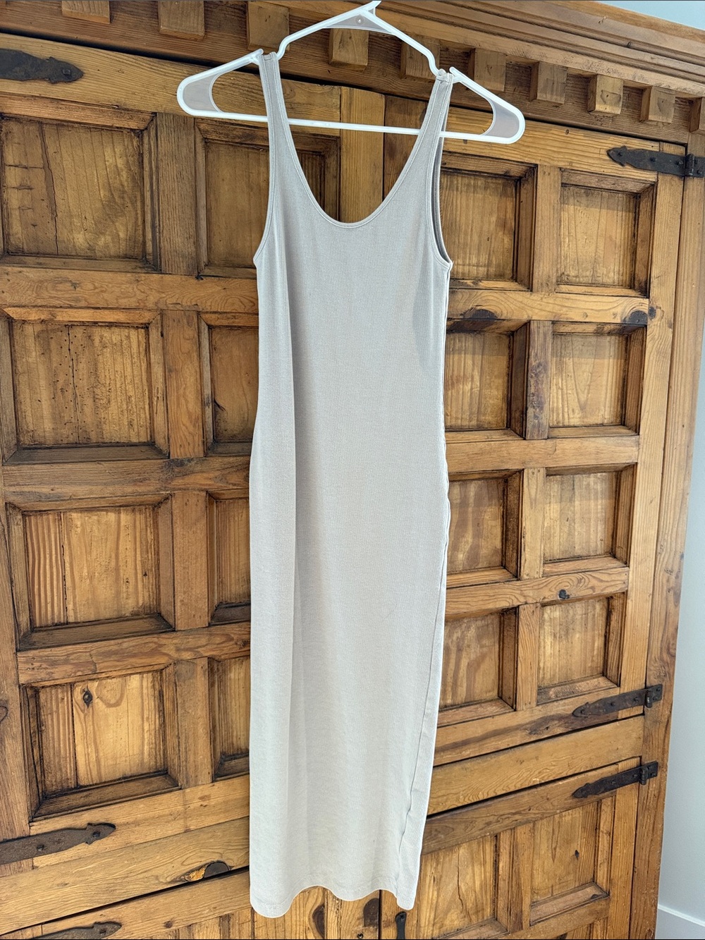 H&M Cream Tank Midi Dress Sleeveless Scoop